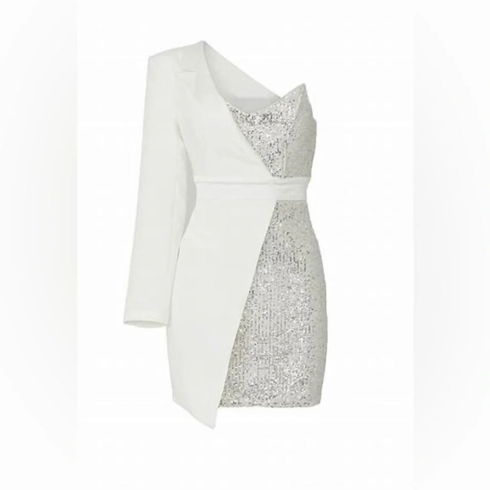 Elle Zeitoune Alexa Silver Cocktail Dress Size M - Picture 2 of 11